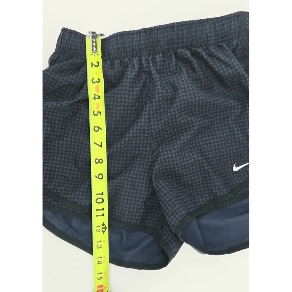 Nike Women Size Medium Dark Blue Houndstooth Athletic Dri FIT Running Shorts